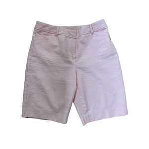 J. CREW WOMEN'S PERFECT SHORT PINK & WHITE SEERSUCKER COTTON SIZE 8 PREPPY